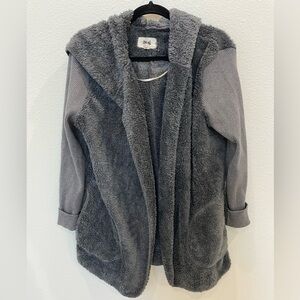 Hippie Love Gray Hooded Sherpa Vest